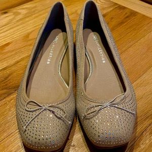 M&S collection nude rhinestone flats